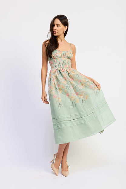 Lea Midi Dress Sage Floral