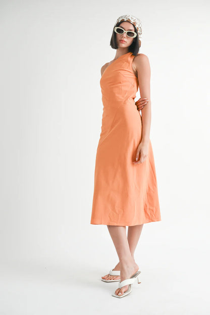 Nera One Shoulder Dress Tangerine