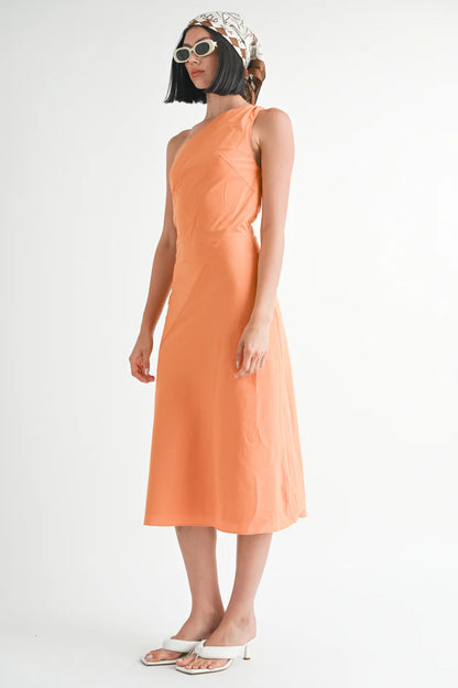 Nera One Shoulder Dress Tangerine