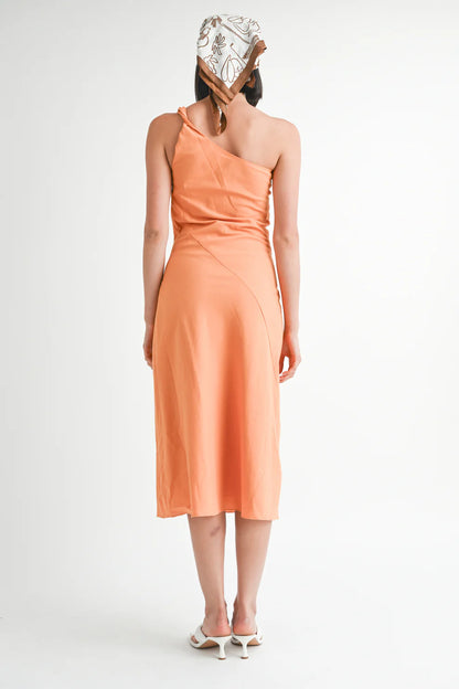 Nera One Shoulder Dress Tangerine