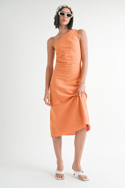 Nera One Shoulder Dress Tangerine