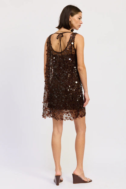 Luna Sequin Dress Brown