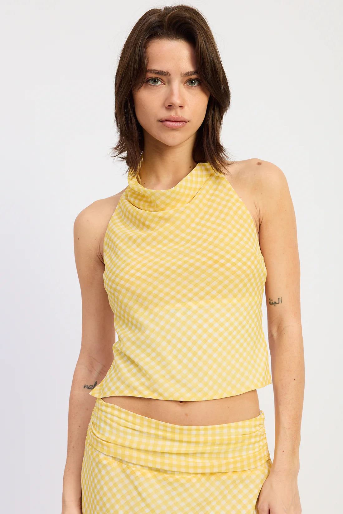 Gingham Two Piece Set Yellow