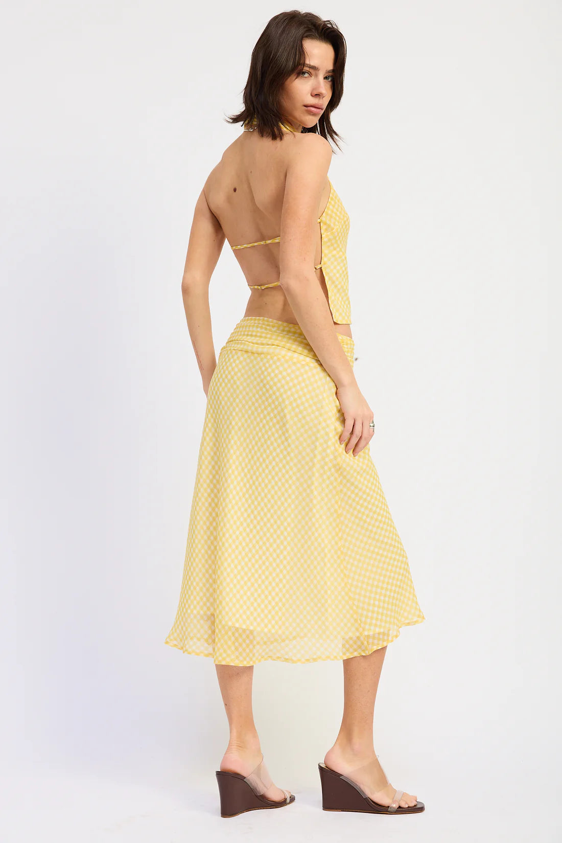 Gingham Two Piece Set Yellow