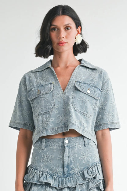 Floral Denim Top