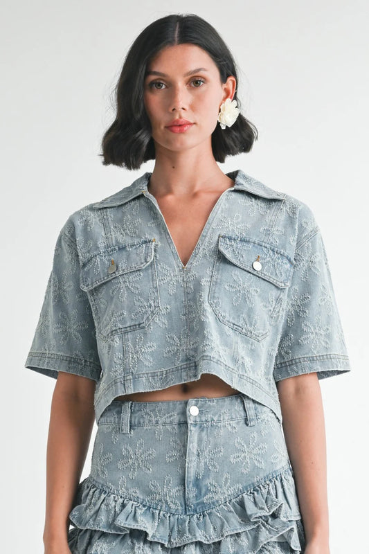 Floral Denim Top