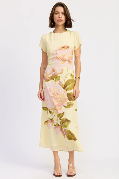 Cala Midi Dress Yellow Floral