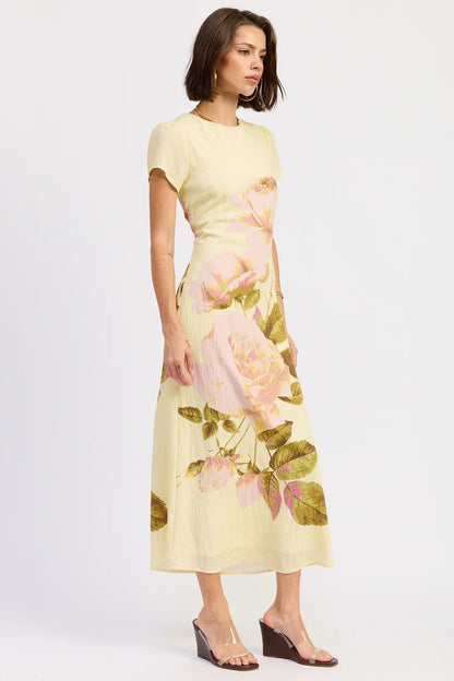 Cala Midi Dress Yellow Floral