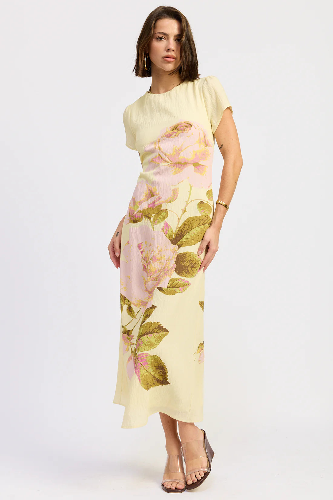 Cala Midi Dress Yellow Floral