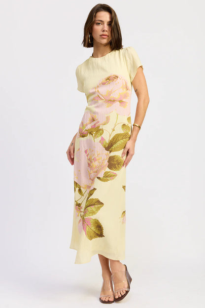 Cala Midi Dress Yellow Floral
