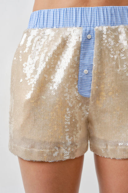 Violetta Shorts Ivory Sequin