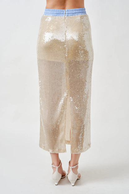Salma Skirt Ivory Sequin