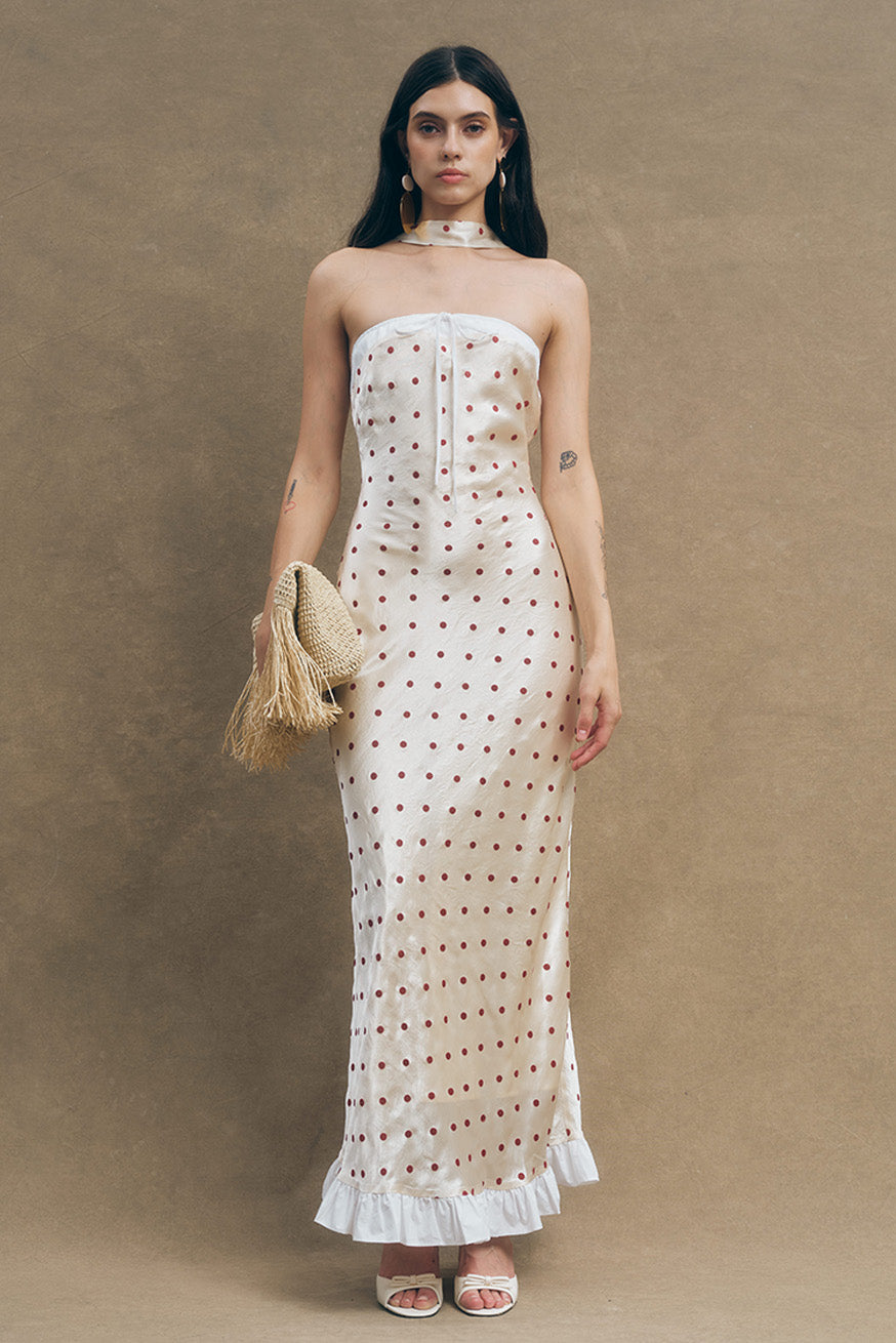 Saby Maxi Dress Ivory Red