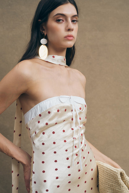 Saby Maxi Dress Ivory Red