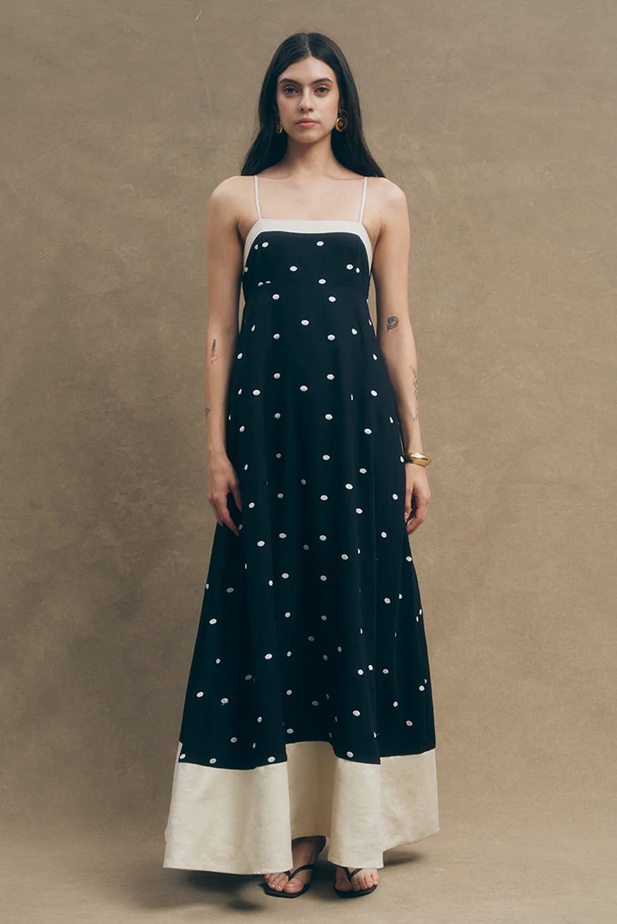 Linen Maxi Dress Black Sand