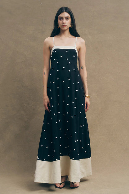 Linen Maxi Dress Black Sand