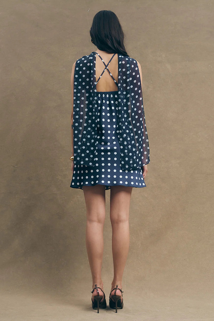 Cely Mini Dress Navy White