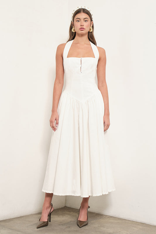 Delina Midi Dress White