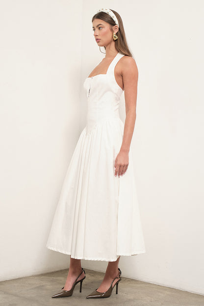 Delina Midi Dress White
