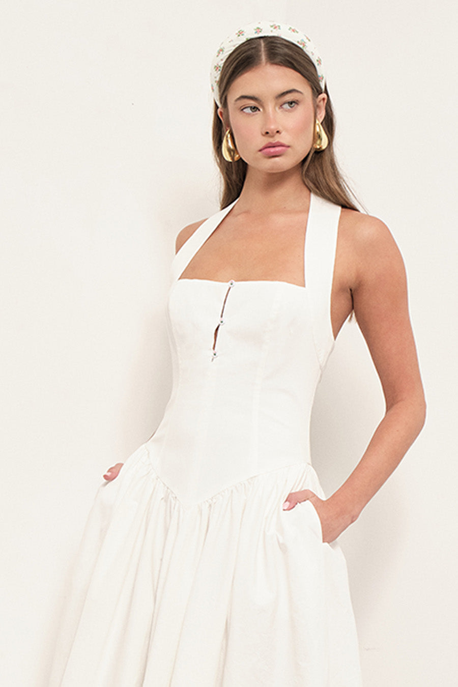 Delina Midi Dress White