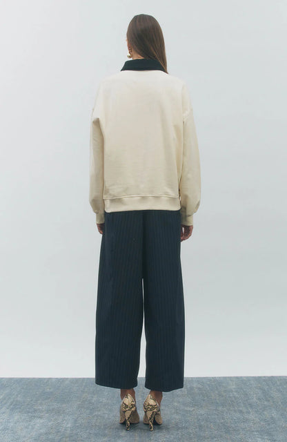 Polo Sweatshirt Ivory Black