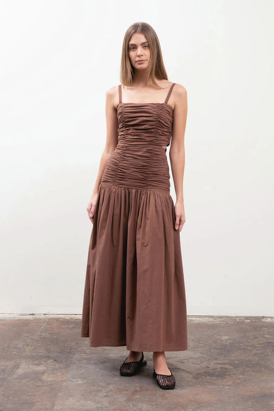 Reiki Midi Dress Brown