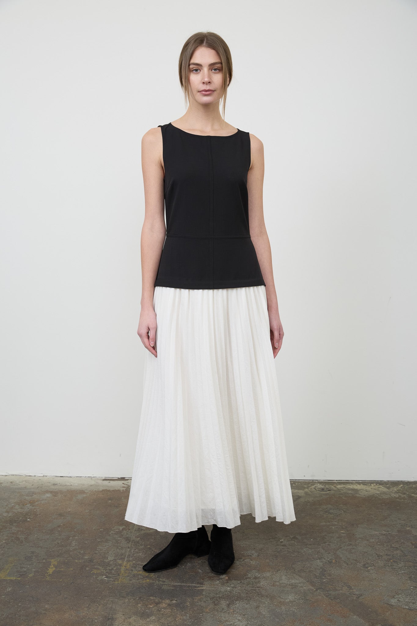 Henley Midi Dress White Black