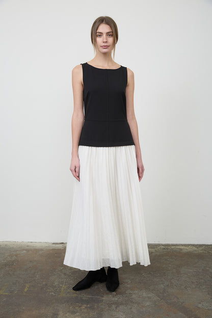 Henley Midi Dress White Black