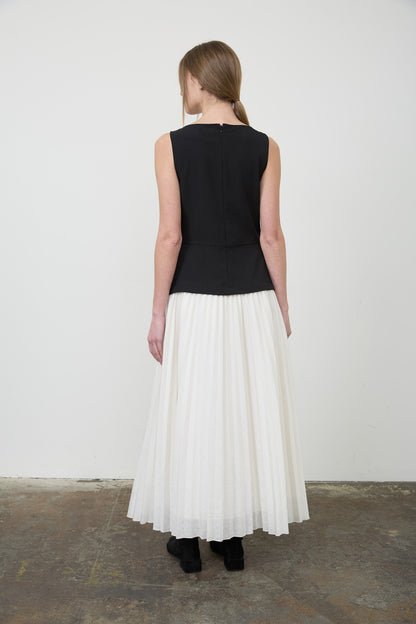 Henley Midi Dress White Black