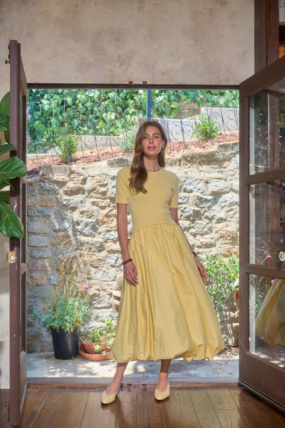 Sicilian Midi Dress Butter Yellow