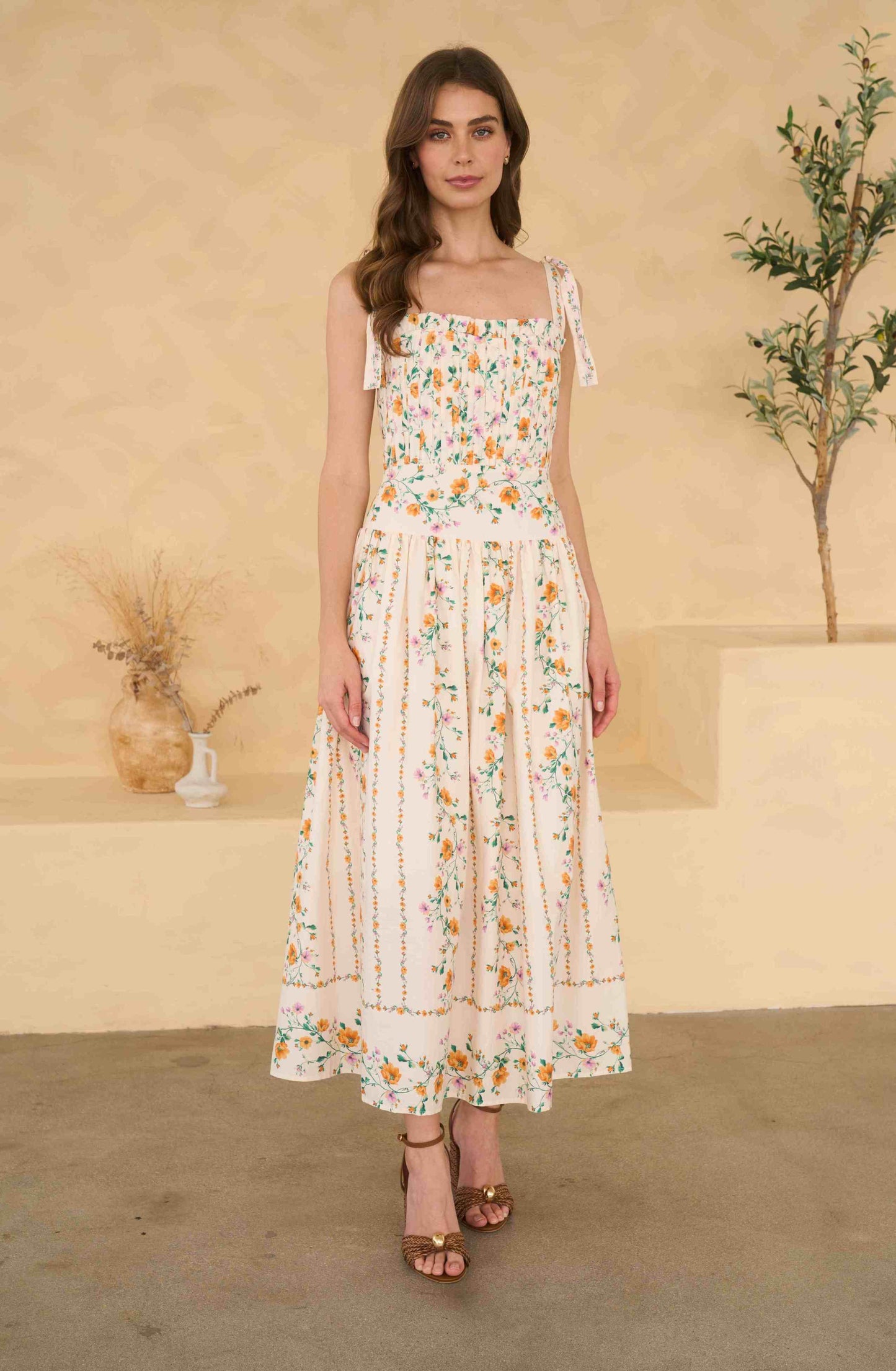 Tannie Midi Dress Cream Multi