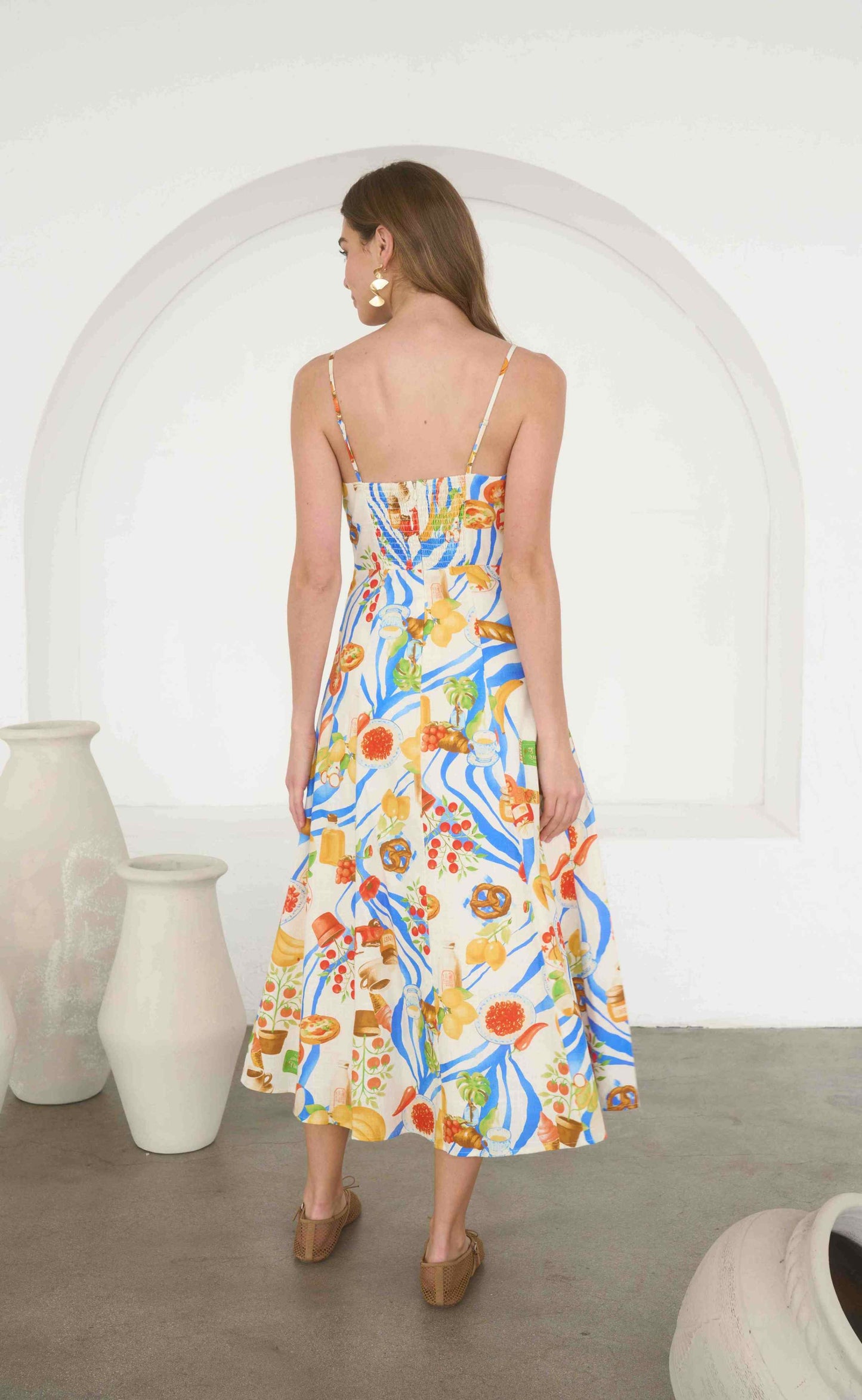 Brielle Midi Dress White Multi