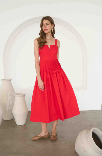 Calena Midi Dress Red