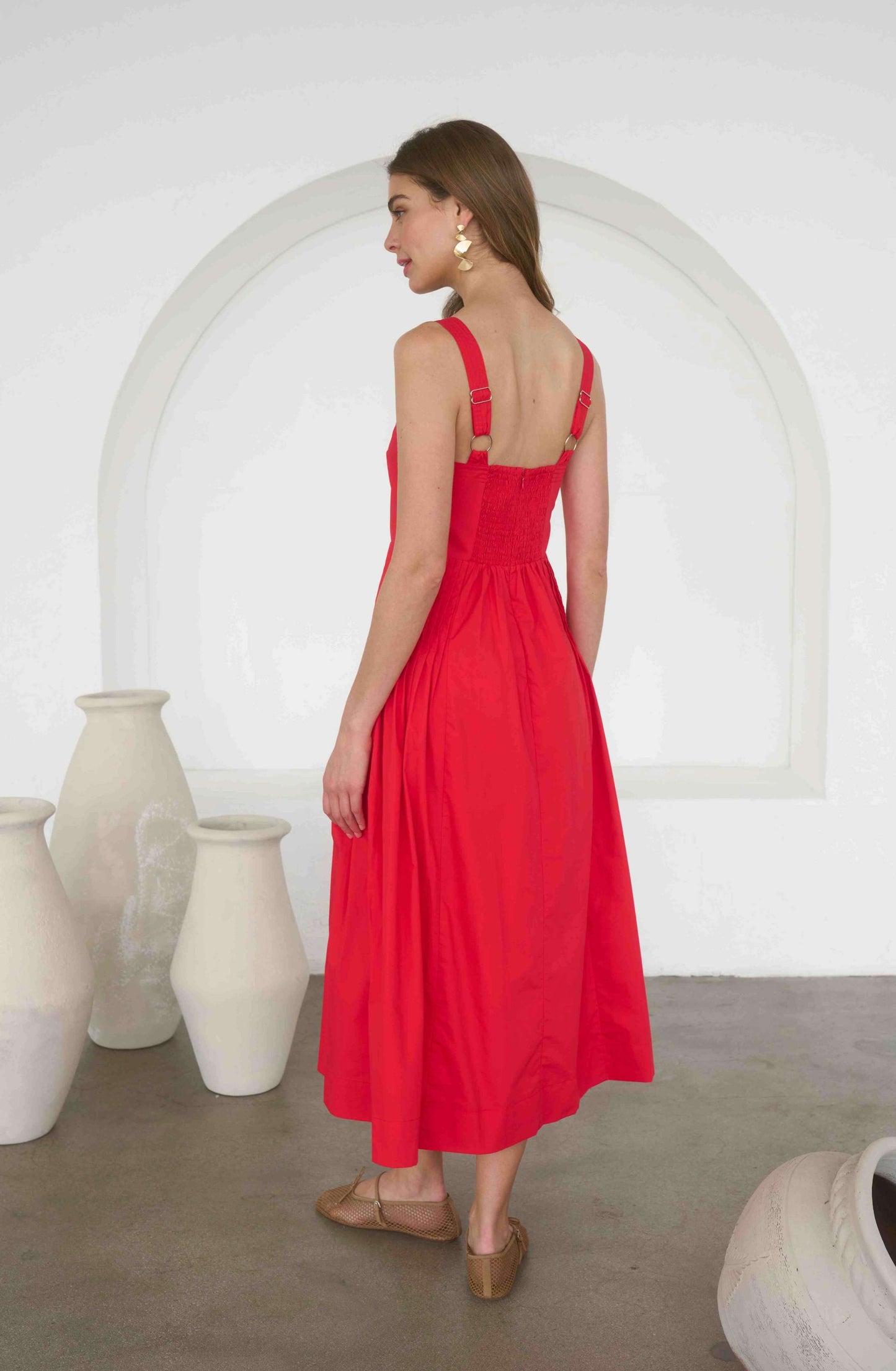 Calena Midi Dress Red