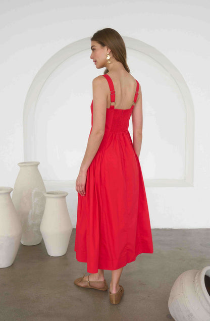 Calena Midi Dress Red