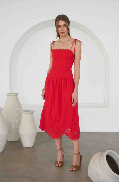 Vilma Midi Dress Red