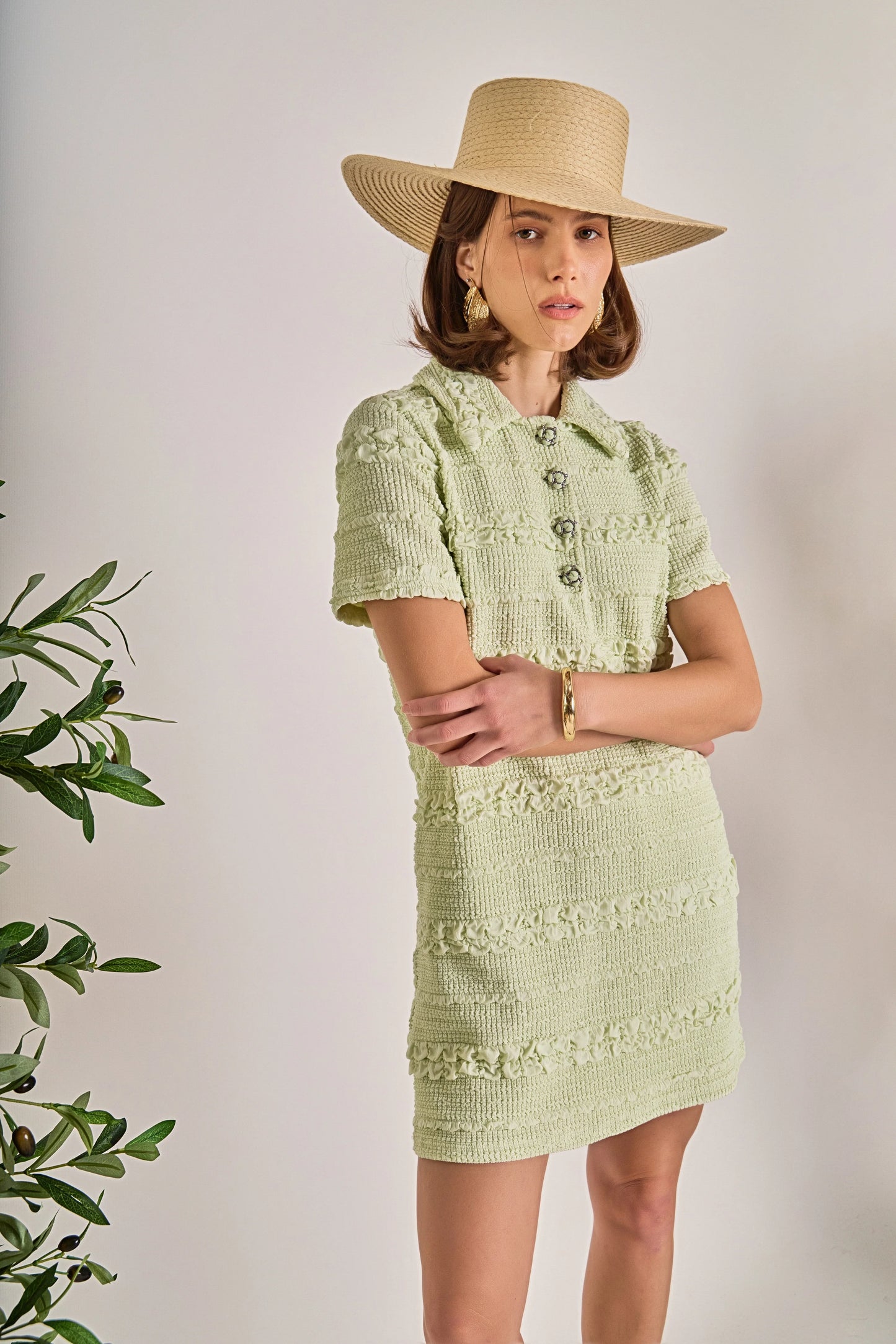 Soft Petals Mini Dress Pistachio