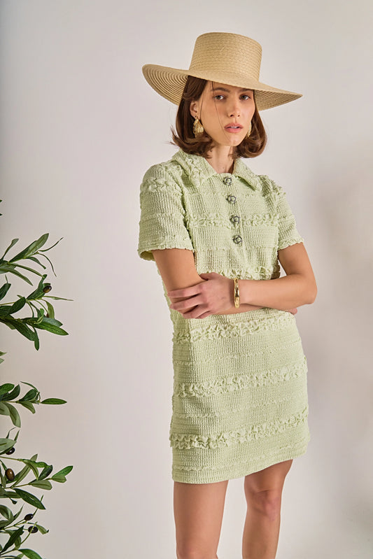 Soft Petals Mini Dress Pistachio