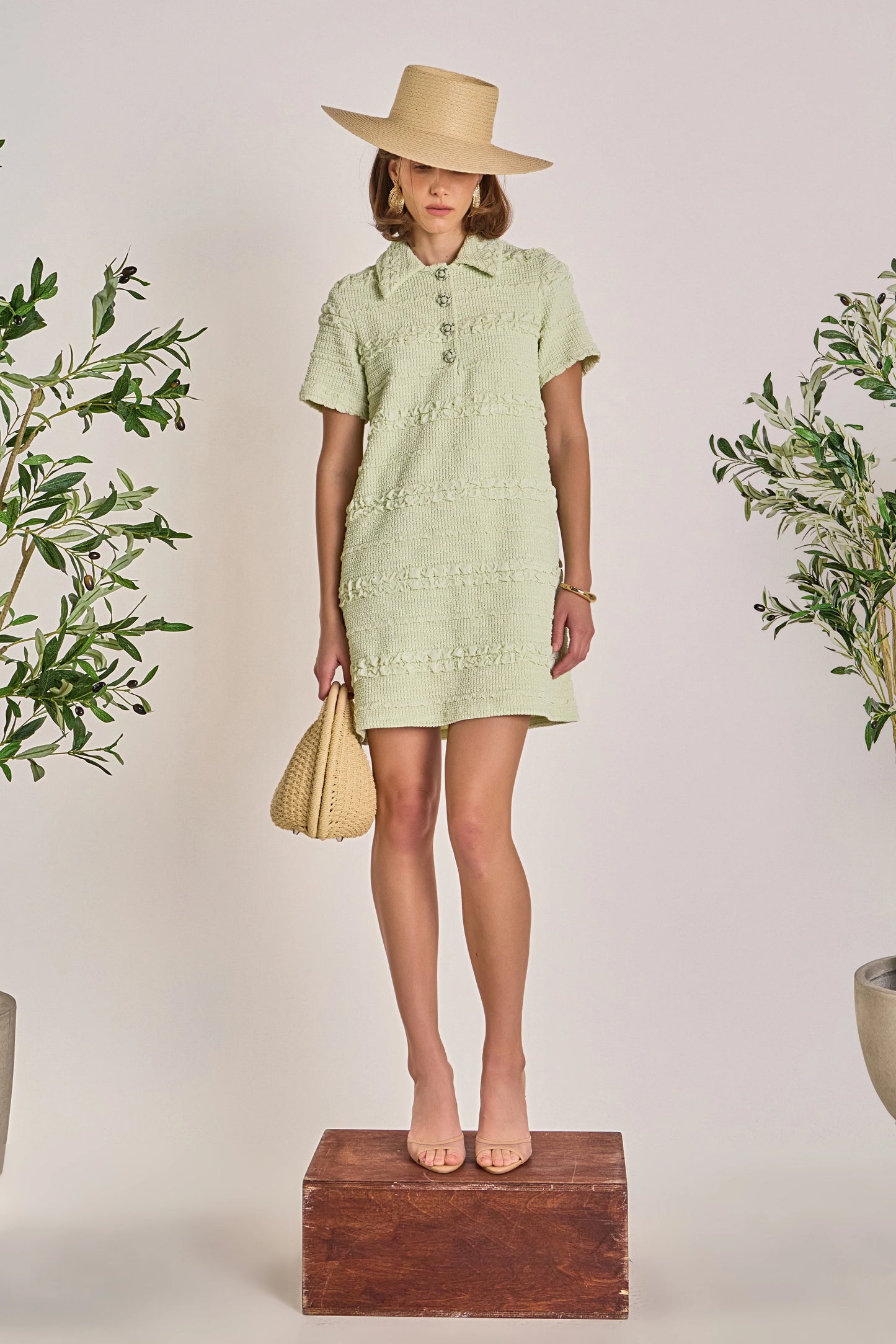 Soft Petals Mini Dress Pistachio