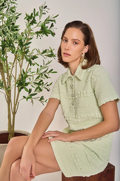 Soft Petals Mini Dress Pistachio