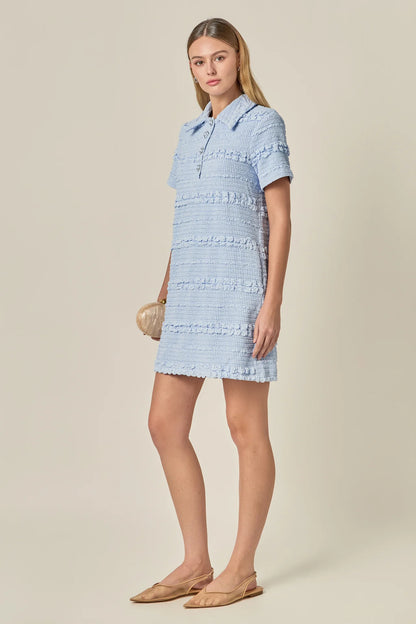 Soft Petals Mini Dress Powder Blue