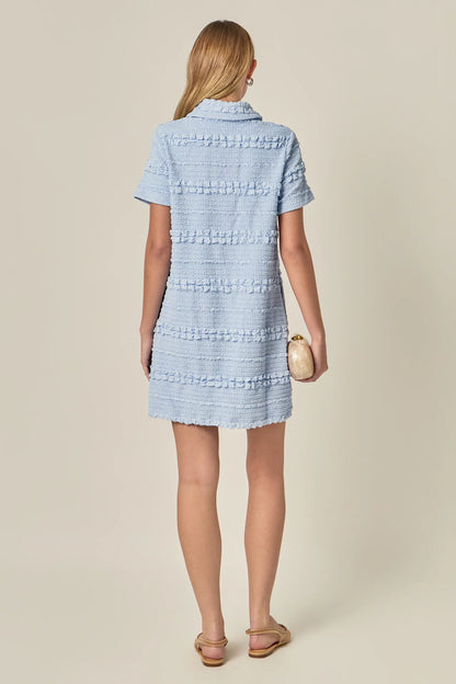 Soft Petals Mini Dress Powder Blue