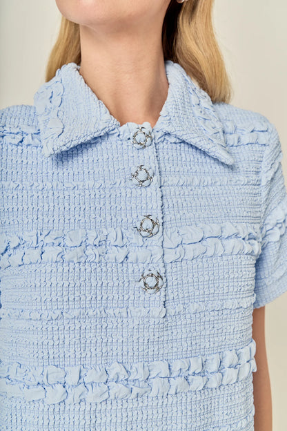 Soft Petals Mini Dress Powder Blue