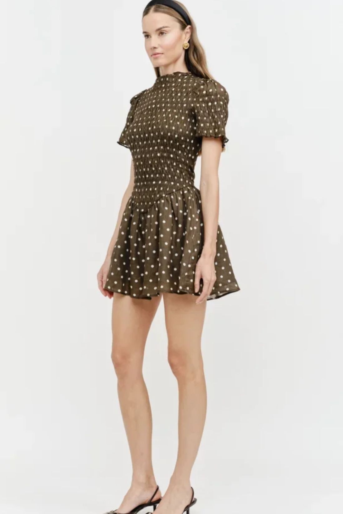 Ophelia Mini Dress Brown Polka Dot