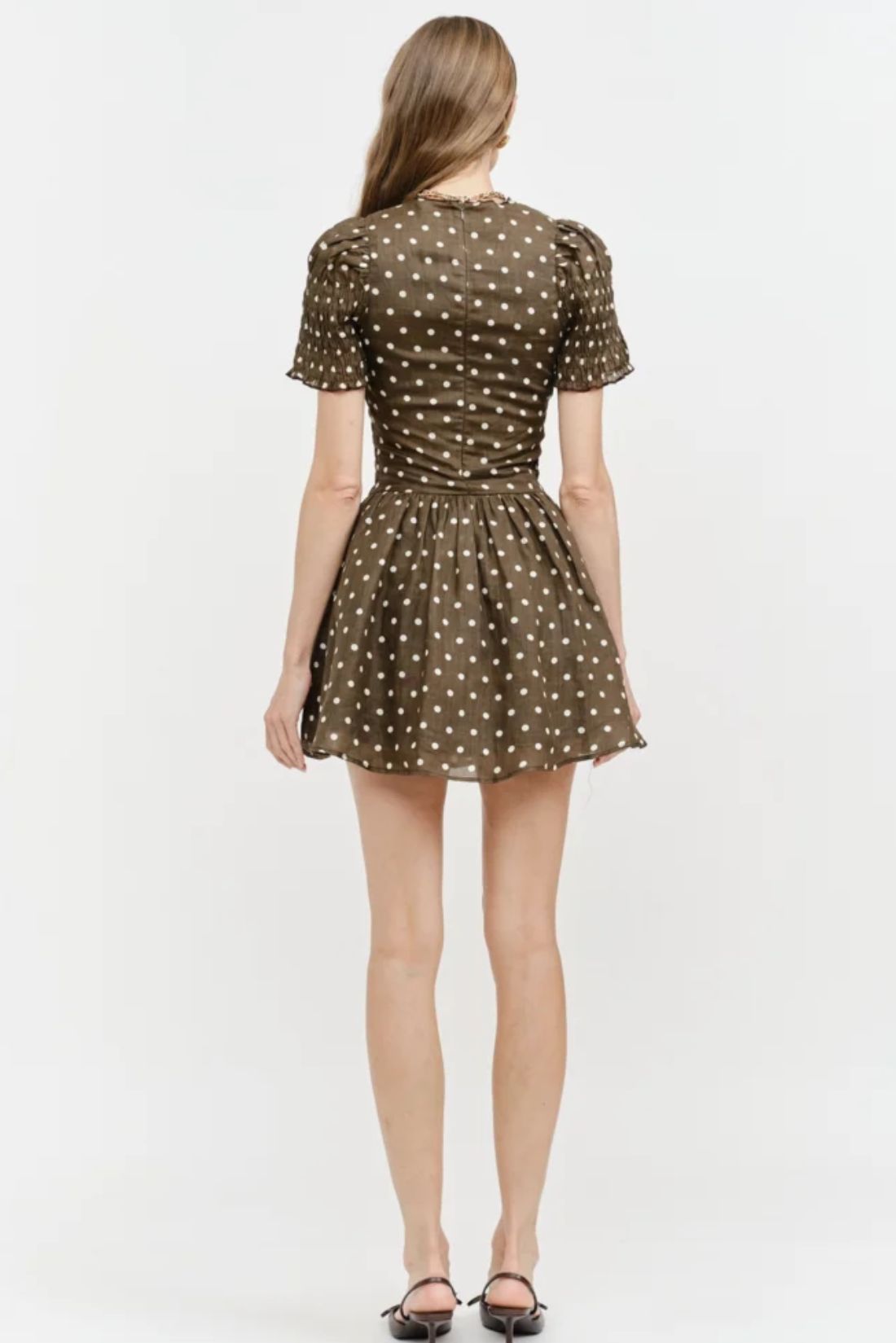 Ophelia Mini Dress Brown Polka Dot