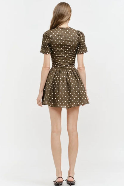 Ophelia Mini Dress Brown Polka Dot