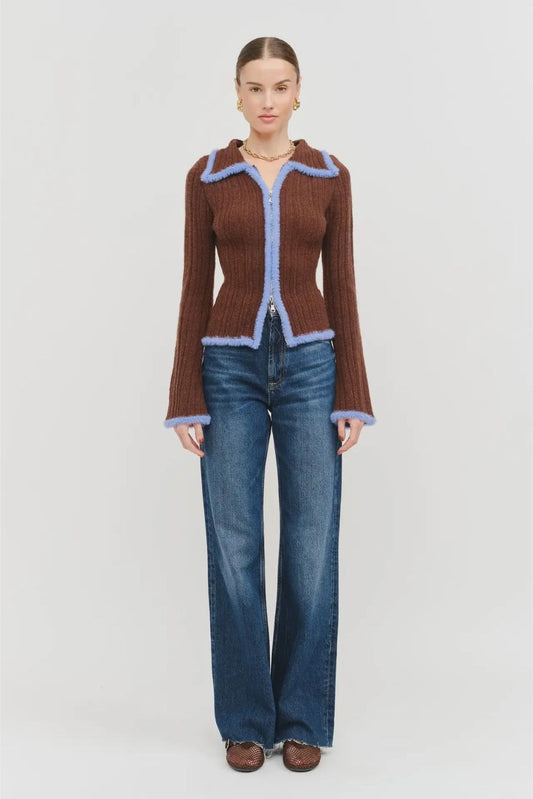 Jacquie Knit Top Brown Blue