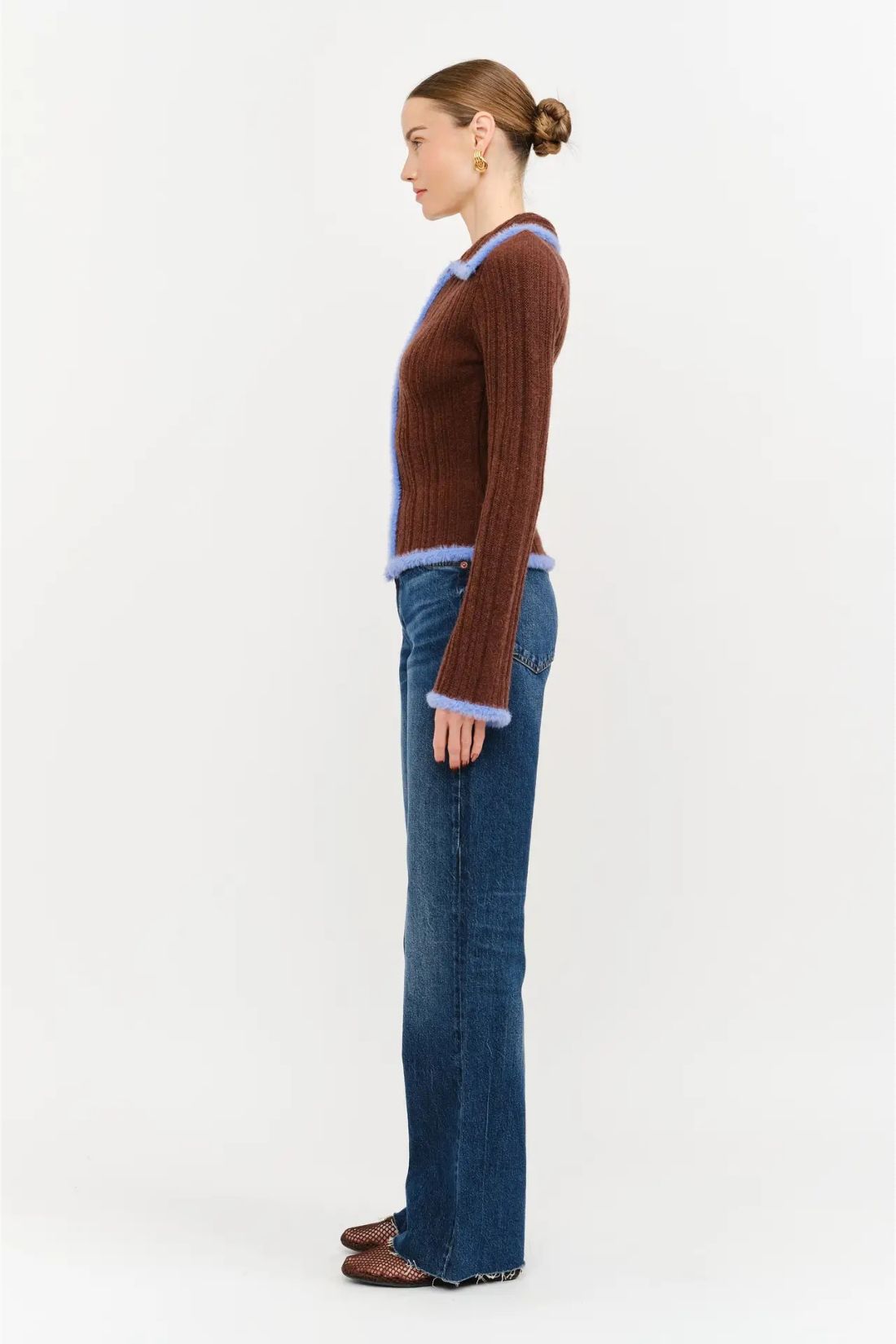 Jacquie Knit Top Brown Blue