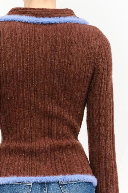 Jacquie Knit Top Brown Blue