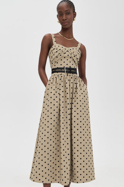 Adriana Midi Dress Tan Black